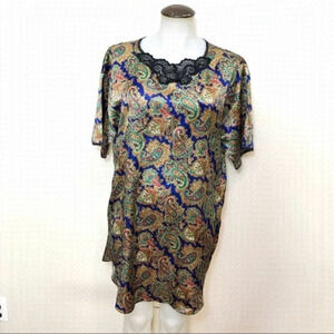 𝅺satin Paisley Vintage Nightgown 🌻